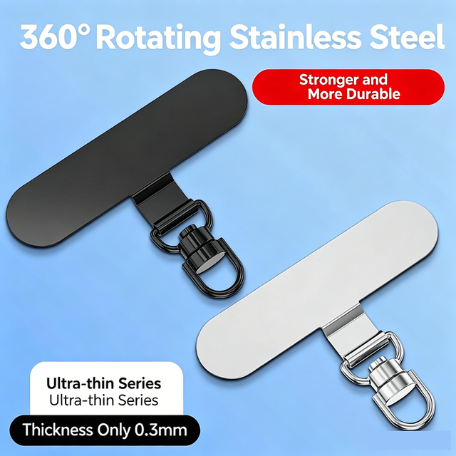 3 Styles Steel Phone Tether Tab 360 Rotatable Metal Mobile Phone Lanyard Detachable Anti-lost Metal Tether Safety Connect Card