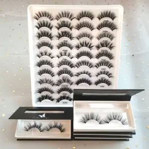 Toptan lashes doğal 16-18mm sahte vizon kirpiklere özel etiket özel kirpik kutusu kirpikler