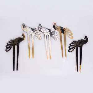 Fourche à cheveux en corne véritable, faite à la main, épingle décorative pour chignon, accessoire capillaire bohème vintage, article cadeau - Product Image 1
