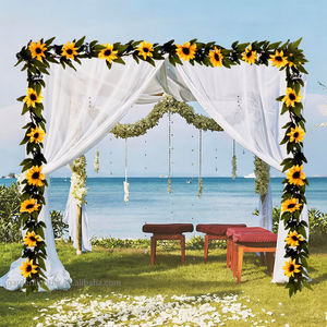 Guirnalda de Girasoles Artificiales con Hojas Verdes de 6 Pies, Resistente al Fuego, Ecológica, Personalizable, Decoración LED para Pared o Arco, para Aniversarios y Bodas - Product Image 5