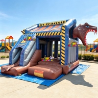 Château gonflable commercial dinosaure avec toboggan T-Rex en PVC pour événements et locations pour enfants