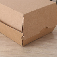 Boîte à hamburger en papier kraft ondulé de conception tendance en gros, logo personnalisé imprimé pour KFC, hamburger, frites, boîte à poisson