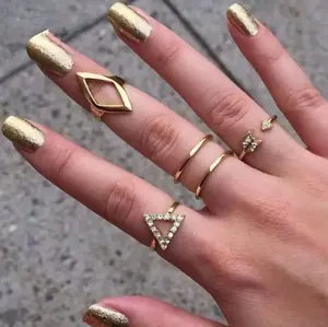 14k黄金指节戒指女饰品最新设计戒指套装摩沙石奢华漂亮戒指