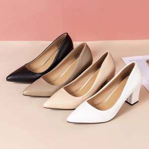 Chaussures de travail pointues printemps-automne, sandales mode, chaussures simples à talons épais pour femmes, nouveau style, vente en gros - Product Image 6