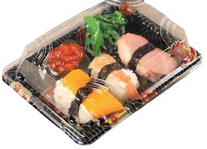 Nouveau modèle HYX-1105, boîte d'emballage à sushis personnalisée de la marque HYX, prix d'usine, conteneur alimentaire jetable en PET, épaisseur 0,43 mm, <span class=keywords><strong>sushi</strong></span> - Product Image 3