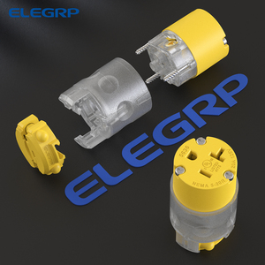 ELEGRP Lighted Straight Blade Electrical <strong>Plug</strong> and Connector Set 20 Amp 125 Volt Electrical <strong>Plug</strong> <strong>Replacement</strong> Cord Outlet - Product Image 5