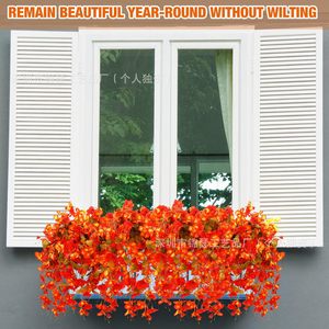 Fleurs artificielles en rotin d'automne, orange, branche unique, en plastique et soie, décoration suspendue pour plafond, mur, mariage, Halloween - Product Image 4