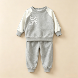 Ensemble de vêtements de sport décontractés pour petites filles, sweat-shirt à manches raglan avec imprimé lettres et pantalon de jogging à revers, 2 pièces - Product Image 3