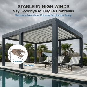 Pergola en aluminium Henlixo toutes saisons avec toit rétractable, imperméable, pour patio extérieur, jardin, gazebo, auvent bioclimatique, kit - Product Image 2