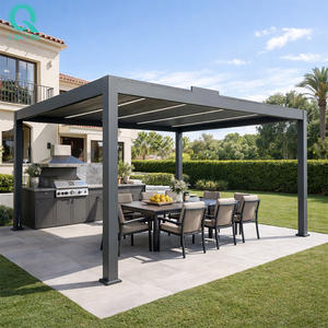 QINGYING Gazebo de jardin en aluminium à persiennes imperméable 3x3 - Product Image 1