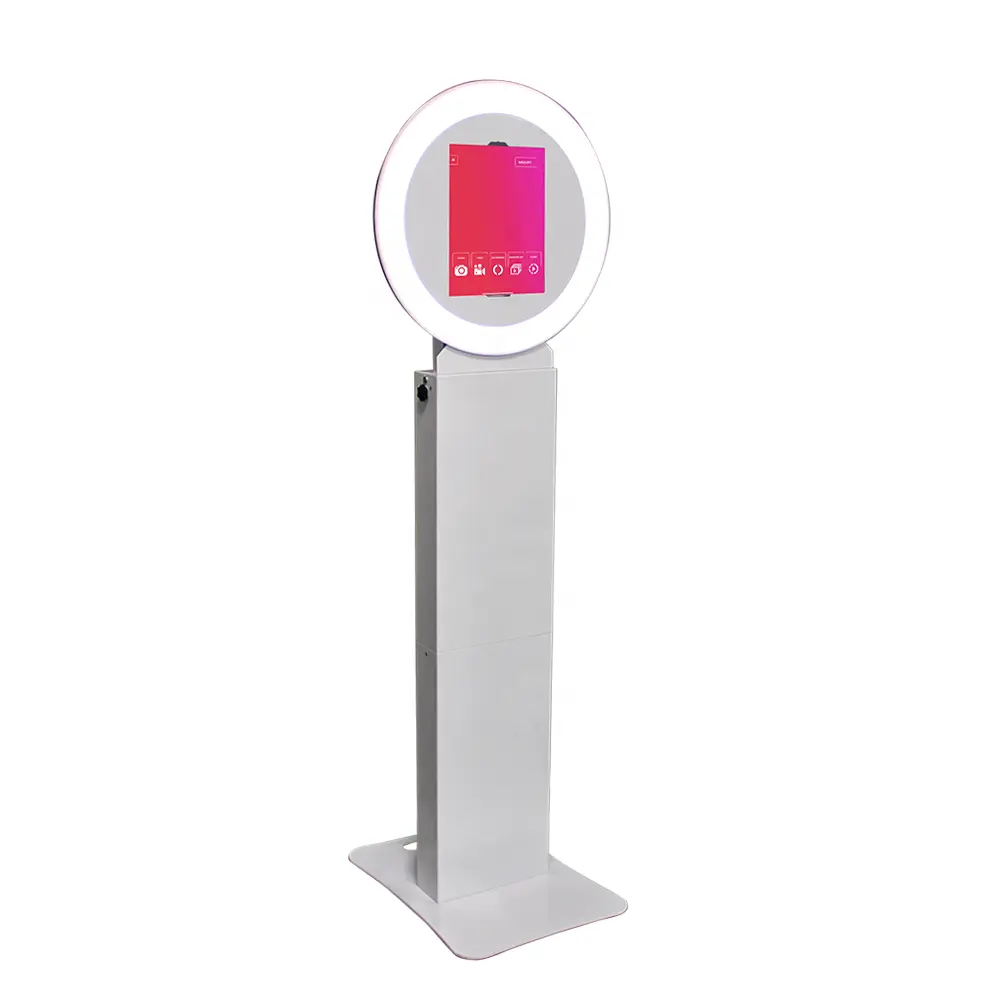 Led Ringlicht Sociale Media Booth Draagbare Floor Stand Photo Booth Kiosk Station Voor 10.9-12.9 "Ipad Air Pro selfie Photo Booth