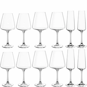 Set di 12 Calici Paladino in Vetro Trasparente per Servire Vino Rosso e Bianco - Product Image 1