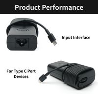 Adaptor Daya USB-C 65W Tipe-C PD untuk Laptop Dell, Adaptor Universal
