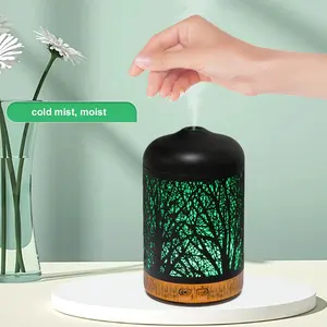New Product Essential Oil Diffuser Hollow Out Forest Iron Art Ultrasonic Humidifier Aromatherapy Oil Aroma Diffuser