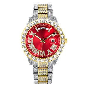 Nuevo Reloj de Pulsera de Lujo con Diamantes de Imitación en Oro y Plata para Hombre, Hebilla de Aleación, Estilo Hip Hop Personalizado Original - Product Image 2