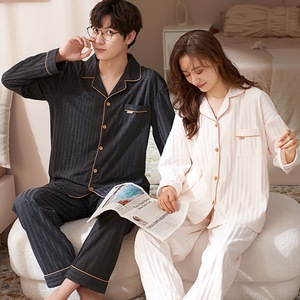 Conjunto de Pijamas para Pareja al por Mayor - Ropa de Dormir de Algodón de Punto de Manga Larga para <span class=keywords><strong>Hombre</strong></span> y Mujer, Ropa de Casa para Primavera y Otoño - Product Image 6
