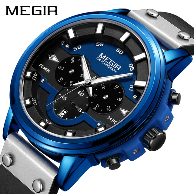 Relogio Masculino MEGIR 2080 Watch Men Sport Waterproof Mens Watches Top Brand Quartz Wristwatch Clock Hour