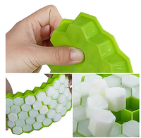 Moule à glaçons de haute qualité, 37 cavités, design nid d'abeille, bac à glaçons hexagonal avec couvercle en silicone sans BPA