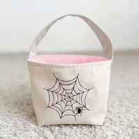 Sacs à bonbons d'Halloween personnalisés en toile, panier d'Halloween avec nom brodé sur mesure pour les fêtes d'enfants