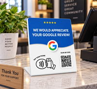 Grande carte NFC d'affichage de commentaires en PVC avec fonction de lecture NFC et de lecture de QR pour les commentaires des clients des entreprises locales