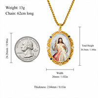 Collier pendentif en coquillage naturel, peinture à la main Jésus, nacre, bijoux religieux catholiques, vente en gros, plaqué or 18 carats, personnalisé