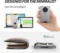 Porte-cartes minimaliste anti-RFID à insertion facile avec pince à billets compatible Apple Find My iOS