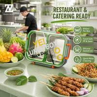 Boîte à lunch Zhenneng 800 ml, 2 compartiments, étanche, en PP de qualité alimentaire, avec joint en silicone, doublure intérieure en acier 304