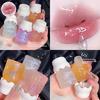 Gloss à lèvres Gege Bear Bowknot Milk Jar Shimmer, hydratant, effet miroir, brillant, pour des lèvres pulpeuses, maquillage beauté.