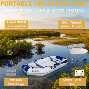 Kayak de pêche gonflable Solar Marine pour 4 personnes, 8,8 pieds, bateaux en caoutchouc, 3 couches de PVC, embarcation nautique, canoë à rames, capacité de charge de 200 livres - Product Image 1