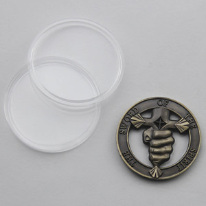 Pièce de collection religieuse de haute qualité Jésus-Christ, motif épée et psalmes spirituels, en étain plaqué, cadeau de collection en métal - Product Image 5