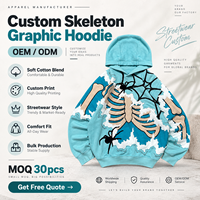 Sweat à capuche personnalisé en coton épais, imprimé en 3D, effet délavé, coupe ample, style streetwear pour hommes