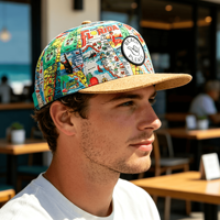 Gorra de Playa de Verano de 6 Paneles con Estampado Digital Personalizado, Gorra Snapback YESCAP