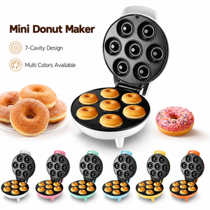 Placa antiadherente 7 agujeros Mini Donut Maker Máquina eléctrica para prensar rosquillas, Mini máquina para hacer rosquillas para postres de desayuno - Product Image 1