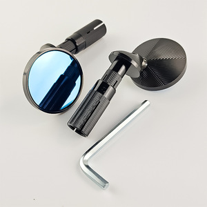 Espejo Retrovisor para Motocicleta Qiangye, Negro, de Aleación de Aluminio, Redondo, Mini, con Conector, Protección de Seguridad - Product Image 4