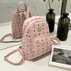Damen PU Leder einfachen Mini-Rucksack für weibliche Designer-Rucksäcke berühmte Marken mit Blumen druck