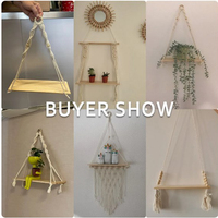 Vente en gros de support mural en bois macramé de style bohème pour la décoration intérieure pour la salle de bain et le salon