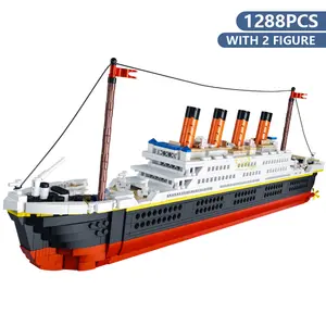 lego kapal pembawa Suppliers-Pengiriman Gratis UKBOO Terbaik 1288 Buah Model Kapal RMS Film Terkenal Dunia Mini Blok Bangunan Figur Perahu Teman Batu Bata