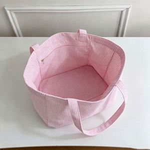 Vintage Striped Tote Retro Handheld Shopping With <b>Stitched</b> Handle for Women Large Capacity Reusable Grocery Bag - Product Image 3