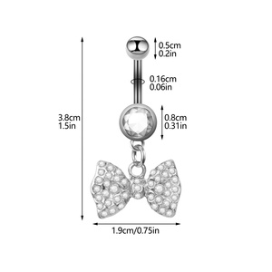 Chirurgisch Staal Buik Ringen Sieraden Helder Kristal Steen Strik Navel Bengelen Ring Mode Vrouwen Lichaam Sieraden - Product Image 3