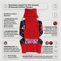 Pull pour chien à carreaux rouge et noir, pull chaud à col roulé pour chiens de petite et moyenne taille, style preppy classique