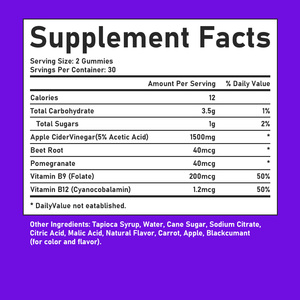 Fast Shipping Adult Apple Cider Vinegar Fat Burner Gummies 1500mg Natural Weight Management Metabolism Enhancer Gummies - Product Image 6