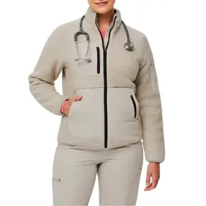 Fashionable Hospital Polyester Scrub Sets Zipper pocket Stitching color genderless medical scrubs uniforms with logo