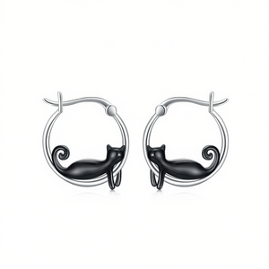 Orecchini a Cerchio in Oro Bianco E4762 a Forma di Animale, Gioielli Raffinati per Uso Quotidiano Femminile - Product Image 1