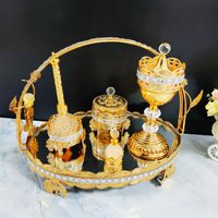 Encensoir anti-brûlure style Cour Persane à veines dorées + ensemble de pots à épices, articles religieux, luxe léger, pour rituels
