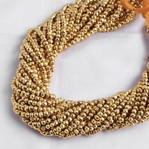 Filamento de cuentas de pirita dorada Natural, microfacetadas, para fabricación de joyas, de alta calidad, en línea, de proveedor - Product Image 4