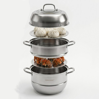 Ensemble de marmites vapeur à double anse en acier inoxydable 304 à 3 niveaux avec panier vapeur, compatible induction, 10L, lavage à la main uniquement, pour légumes et fruits de mer