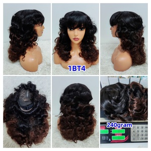 Letsfly Promotion 78$ 3x1 Perruques à frange en dentelle, bouclées, ondulations lâches, 22 pouces, noir naturel, 100% cheveux humains, prix de gros, 240 grammes, 10A - Product Image 5