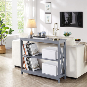 Mesa de consola gris acentuada de alta calidad, mesa de sofá estrecha de 3 niveles, estante de almacenamiento, mesa de vestíbulo, muebles para entrada - Product Image 5