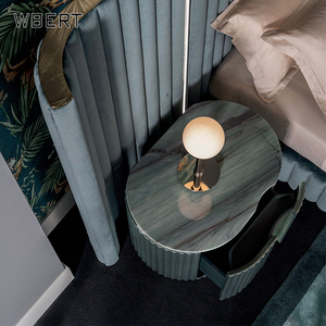 WBERT Italian Modern High-End Melamine Bedside Table Soft Bag Marble <b>Side</b> Cabinet Storage Minimalist Bedroom Home Furniture - Product Image 6