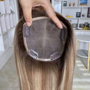 Oferta: Topper de Cabello Humano para Mujer, Mono Top 5x5, Listo para Enviar # Color T4-8-60 - Product Image 2